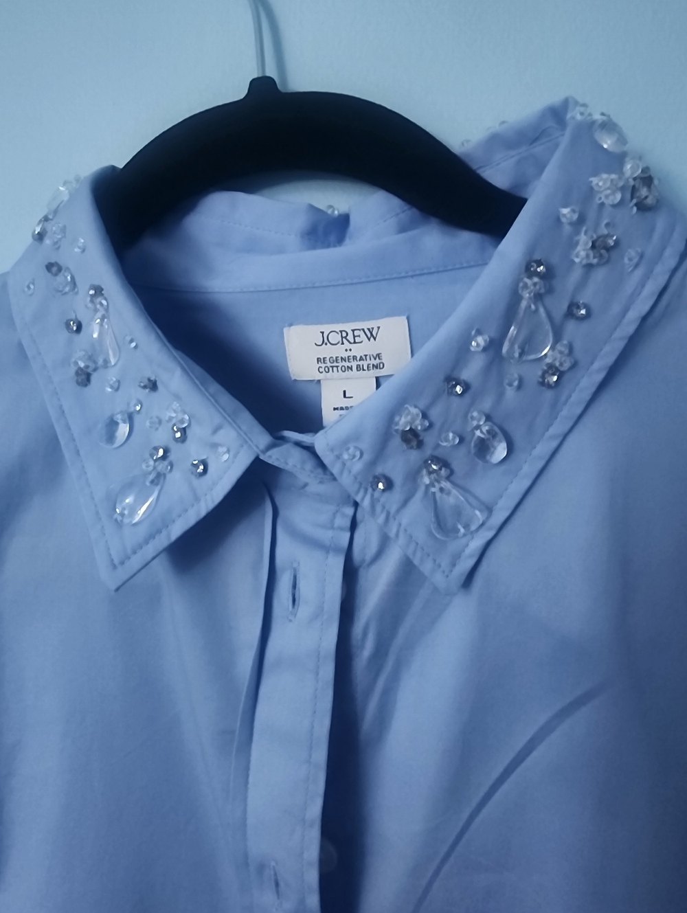 J. Crew Light Blue Embellished Collared Shirt